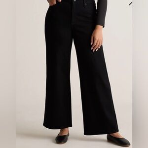 Quince organic cotton super stretched denim high rise, wide leg jeans size 27